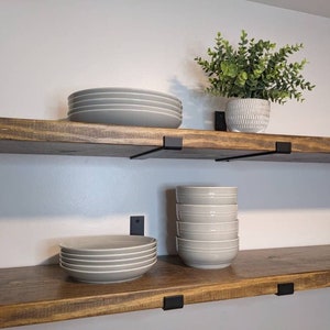 10&quot; Solid Pine Shelf Black Iron J Shelf Brackets, 10&quot; depth, 1.5&quot; thick solid wood,  Length made to your measurements.  You choose color!