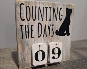 New Dog, Cat or Puppy Countdown Sign: Solid Wood Desktop Sign (Customize), 6" x 6"