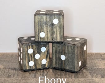 Giant Wooden Dice, Vintage, Flea Market, Lawn Dice, Distressed Accent Pieces, Euchre, White, Ebony, Black or Gray