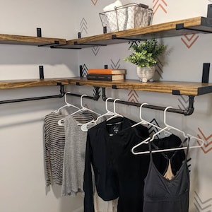 Industrial Pipe Clothes Bar With or Without Solid Wood Shelf - Etsy