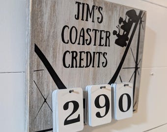 Custom Quote Wood Sign: Roller Coaster Counter, Episode Tracker (7x7 inches