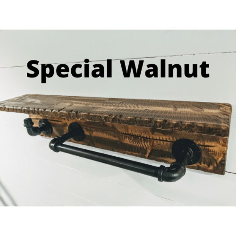 Distressed Wood Shelf With Industrial Pipe Hook and Hand Towel Etsy