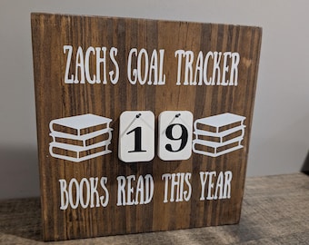 9" Custom Book Counter Wood Number Sign: Desktop Counter, Customer Service, 9" x 9"