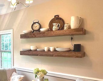 Custom Rustic Wood Barn Beam Floating Shelves, Fireplace Mantel, Handcrafted, Made to order