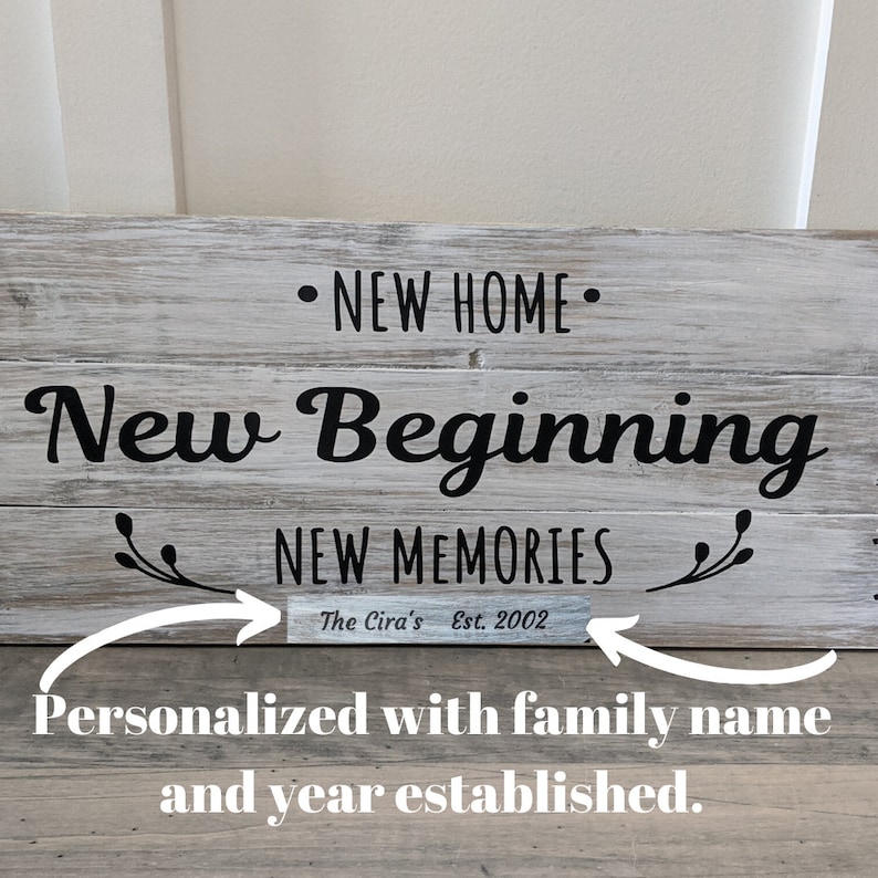 Download New Home New Beginnings New Memories Solid Pine Wood Sign ...
