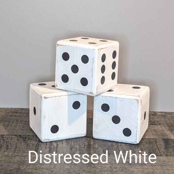 Giant Wooden Dice: Distressed Decorative Accent Pieces, 3.5