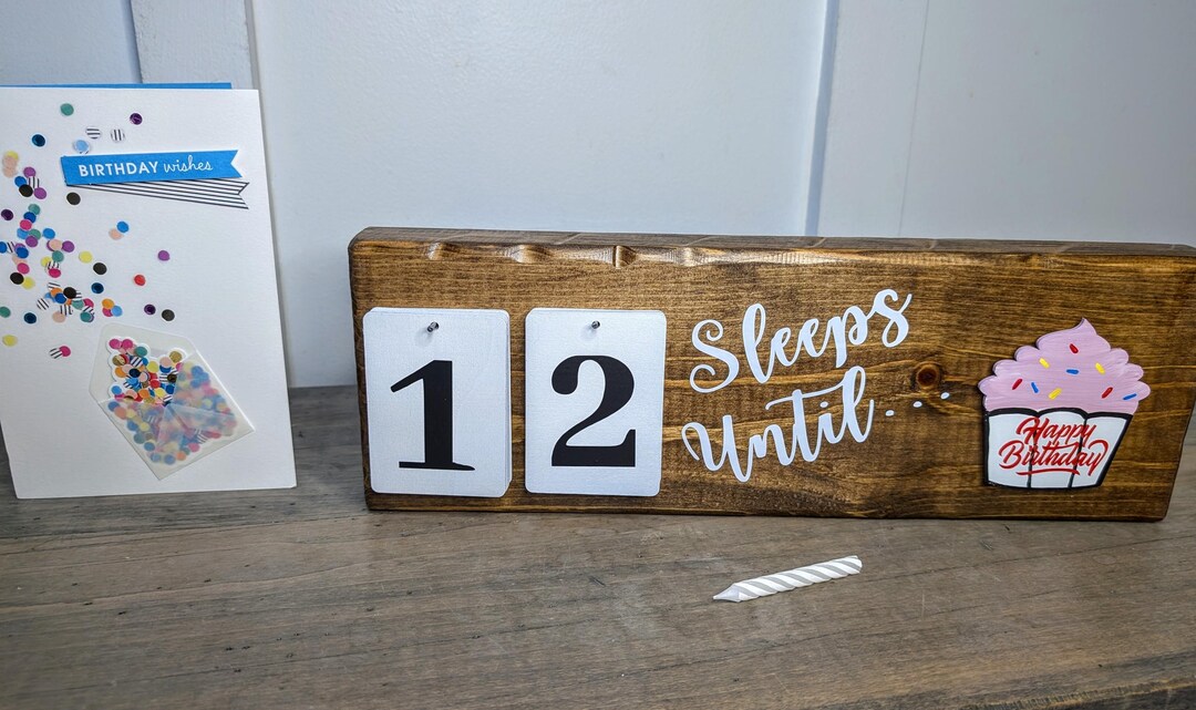Sleeps Until Countdown Sign: Interchangeable Themes, Solid Wood - Etsy