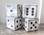 Giant Wooden Dice, Vintage, Flea Market, Lawn Dice, Distressed Accent Pieces, White, Black or Gray