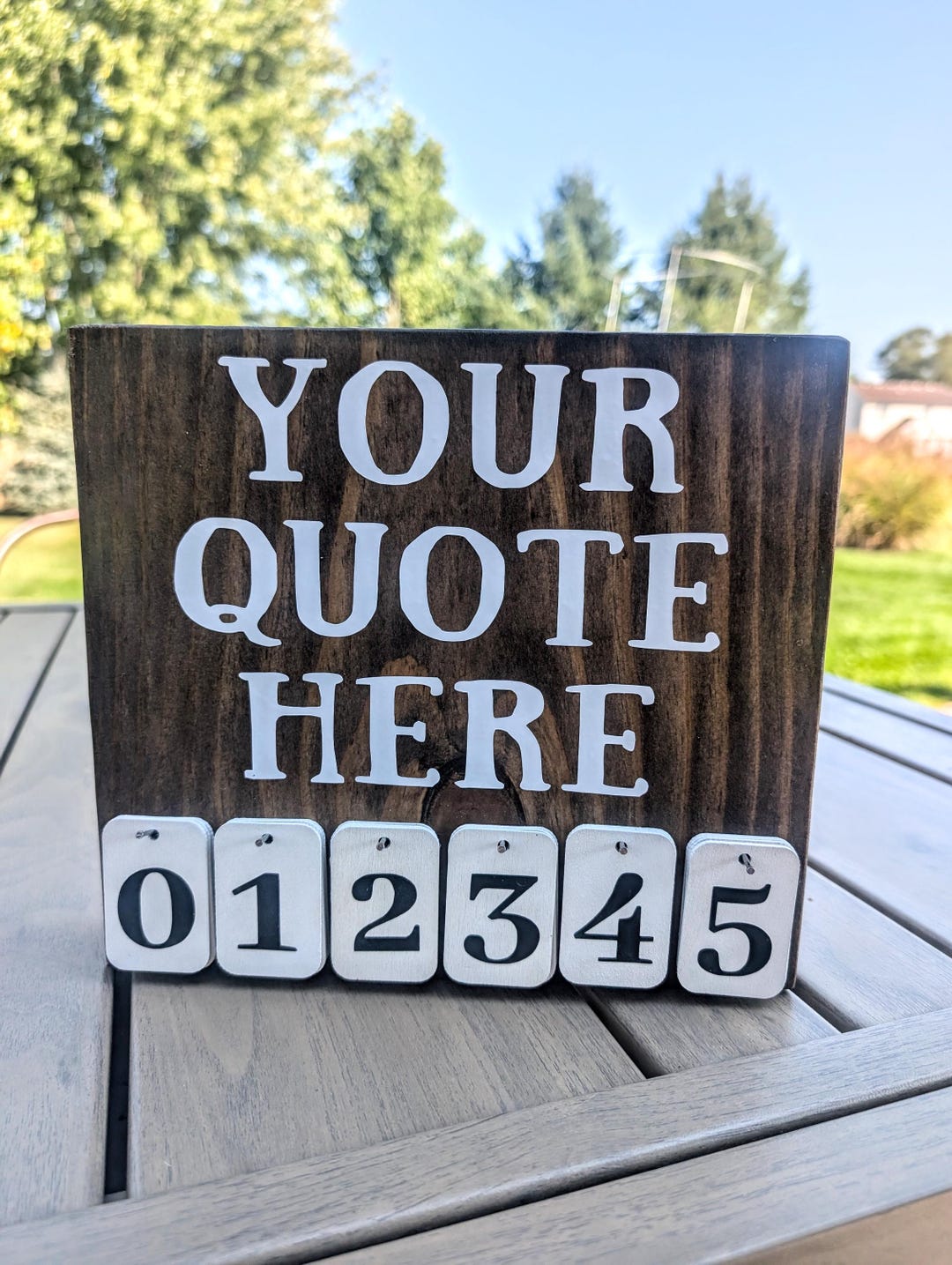 Custom Quote Wood Number Sign: Desktop Counter, Customer Service, 9