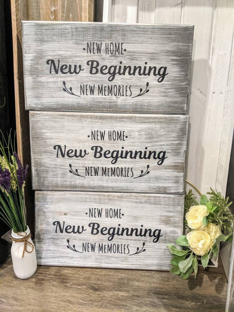 Download New Home New Beginnings New Memories Solid Pine Wood Sign ...