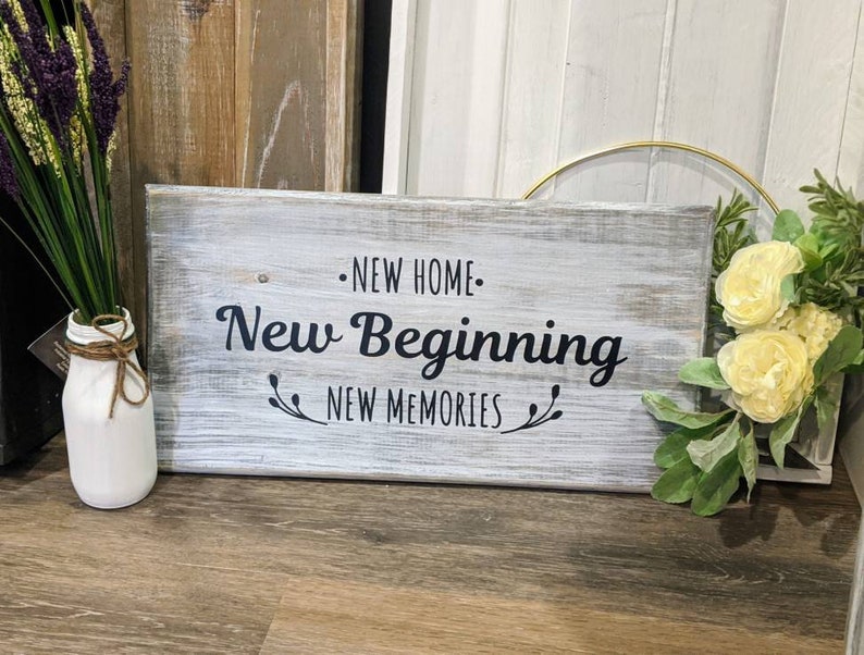 Download New Home New Beginnings New Memories Solid Pine Wood Sign ...