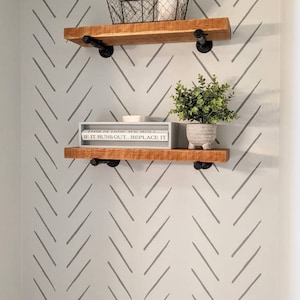 Hand Drawn Herringbone Stencil 12" x 24" Perfect affordable idea for accent walls! Made with .6mm stencil film.