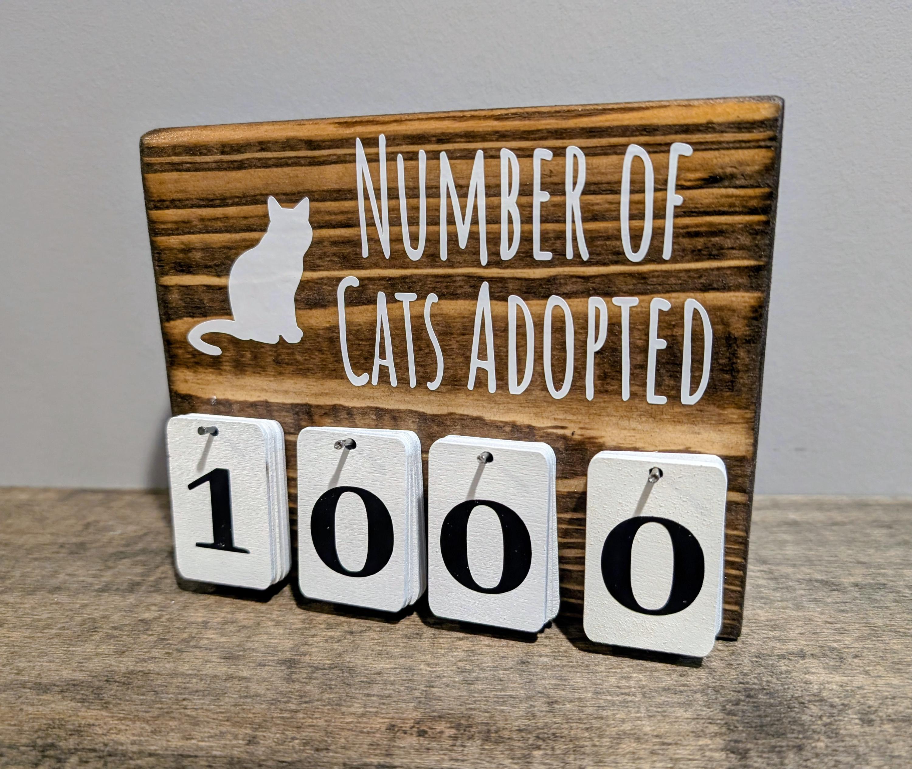 Customizable Cat Adoption Sign: Wood Desktop Counter, Pet Loss