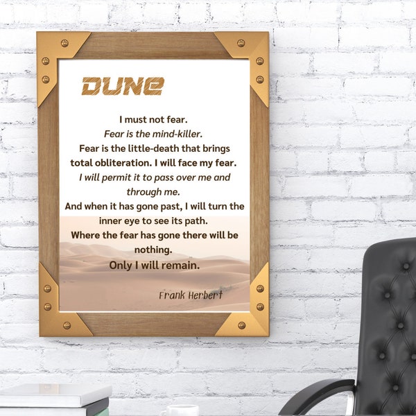 sale | Dune book quotes | Fear is the mind-killer | Frank Herbert | sci-fi | PDF & JPG | printable | 4:5 aspect | instant download