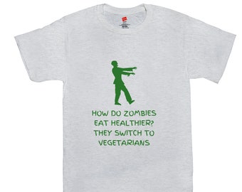 How Zombies Eat Healthy T-Shirts | Funny | Unisex | Cotton | Made In The Usa