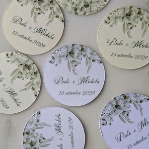 Wedding Favor Tags | Customizable Gift Tags | Floral Themed Favor Tag | White, Ivory or Customized Color | Made in Italy