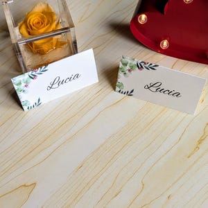 Tarjetas de lugar para bodas con motivos florales / Decoración elegante para bodas con temas / Tarjetas de nombre elegantes para asientos / Fabricadas en Italia