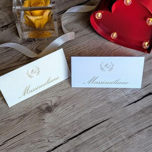 Tarjetas de lugar de boda de lujo / Decoración de boda con temática dorada / Tarjetas de nombre con asientos elegantes / Fabricadas en Italia