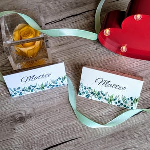 Tarjetas de lugar para bodas con temas de vegetación / Decoración de bodas con temática de vegetación exuberante / Tarjetas de nombre con asientos elegantes / Fabricadas en Italia