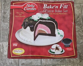 Juego de moldes para pasteles Betty Crocker Bake n Fill con forma de cúpula, 4 piezas, nuevo, 2005 ASOTV