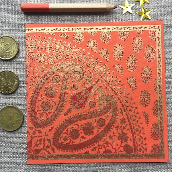 Paisley Paradise - Blank Cards Set of 5 Multi-colored cards with 5 Vanilla Envelopes, Ethnic, Thank You Cards, Invitation Cards