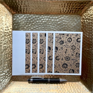 Floral Fantasia Black - Jeu de cartes blanches de 5 avec 5 enveloppes vanille, cartes de remerciement, cartes d’invitation, cartes de mariage, cartes de Noël
