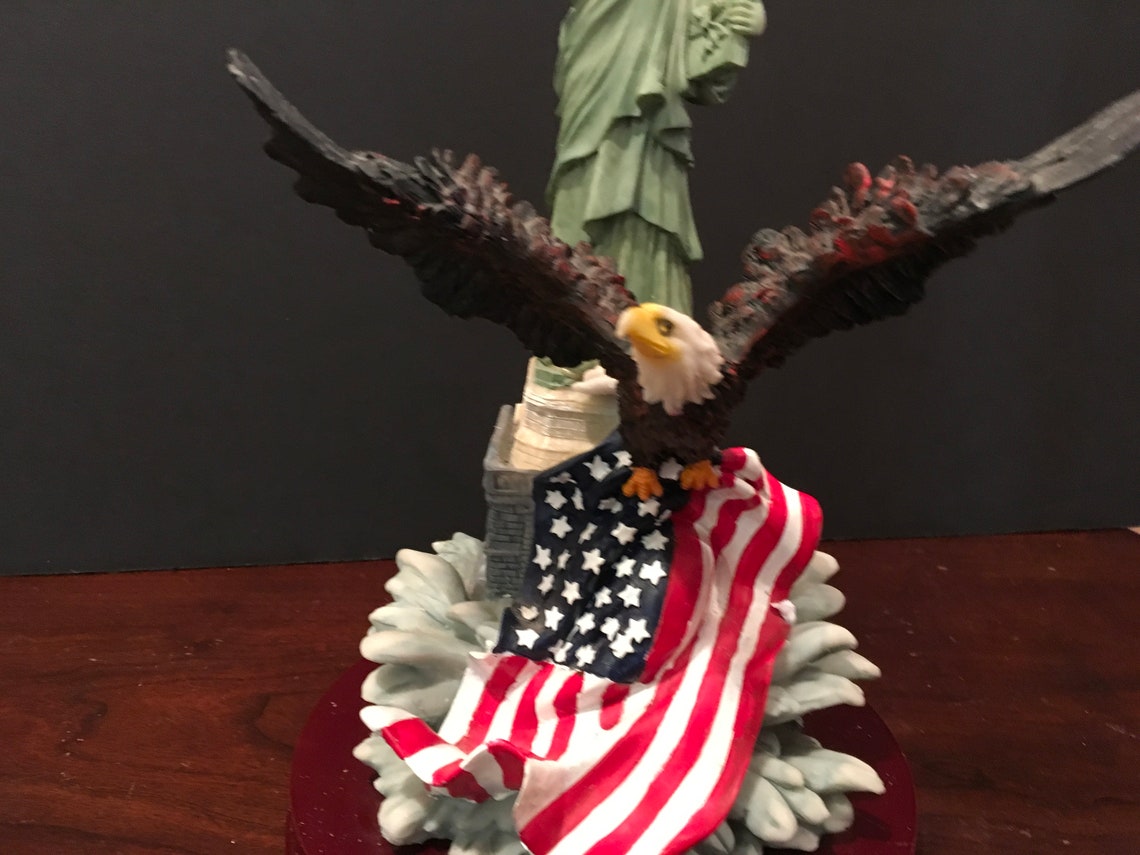 Statue of Liberty & Bald Eagle American Flag Statuette Etsy