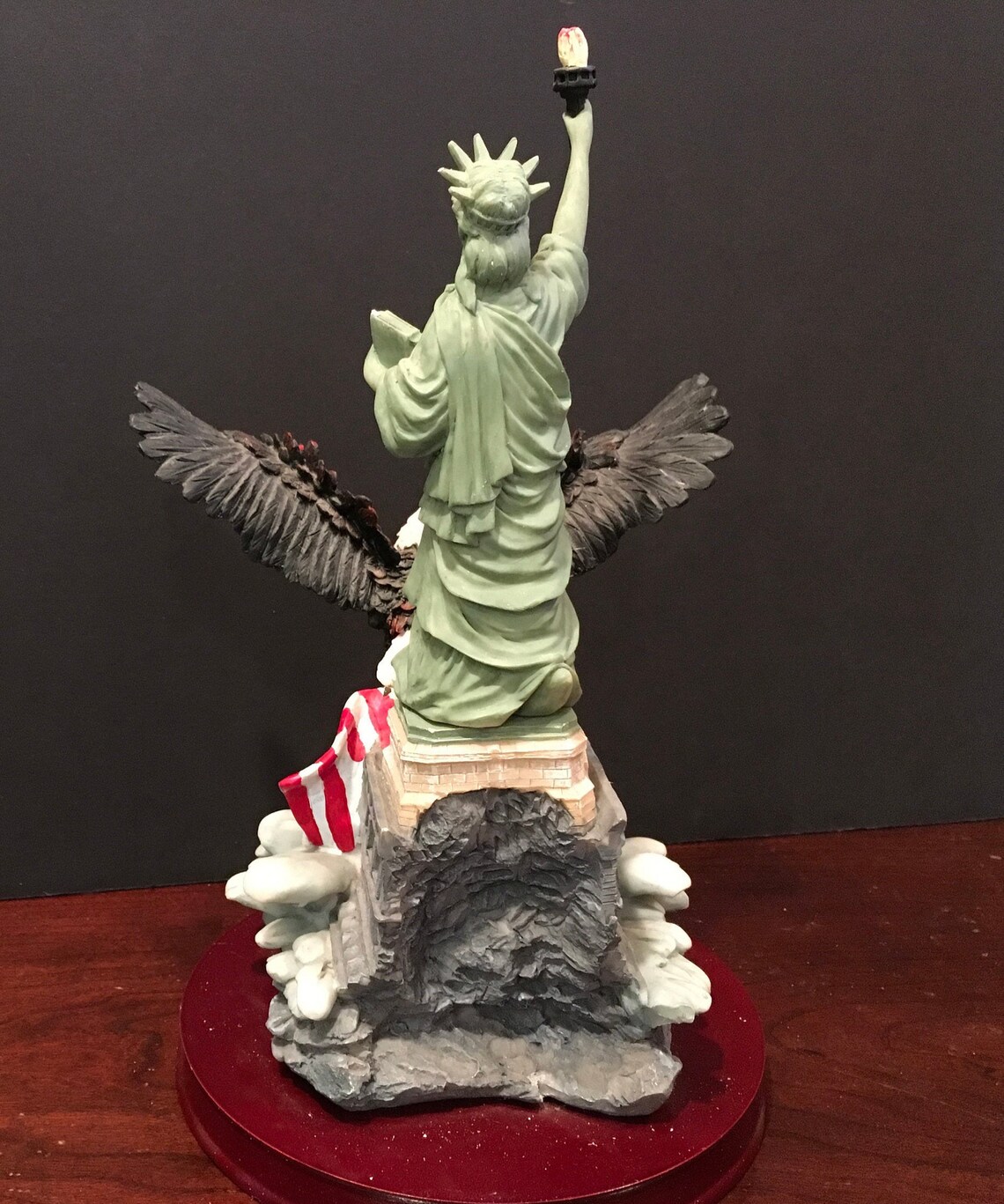 Statue of Liberty & Bald Eagle American Flag Statuette image 4