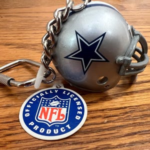 Dallas Cowboys Keychains | Helmet, Football, and Mini Player | NFL Sports Memorabilia | Vintage 1986 | Gift | Stocking Stuffer