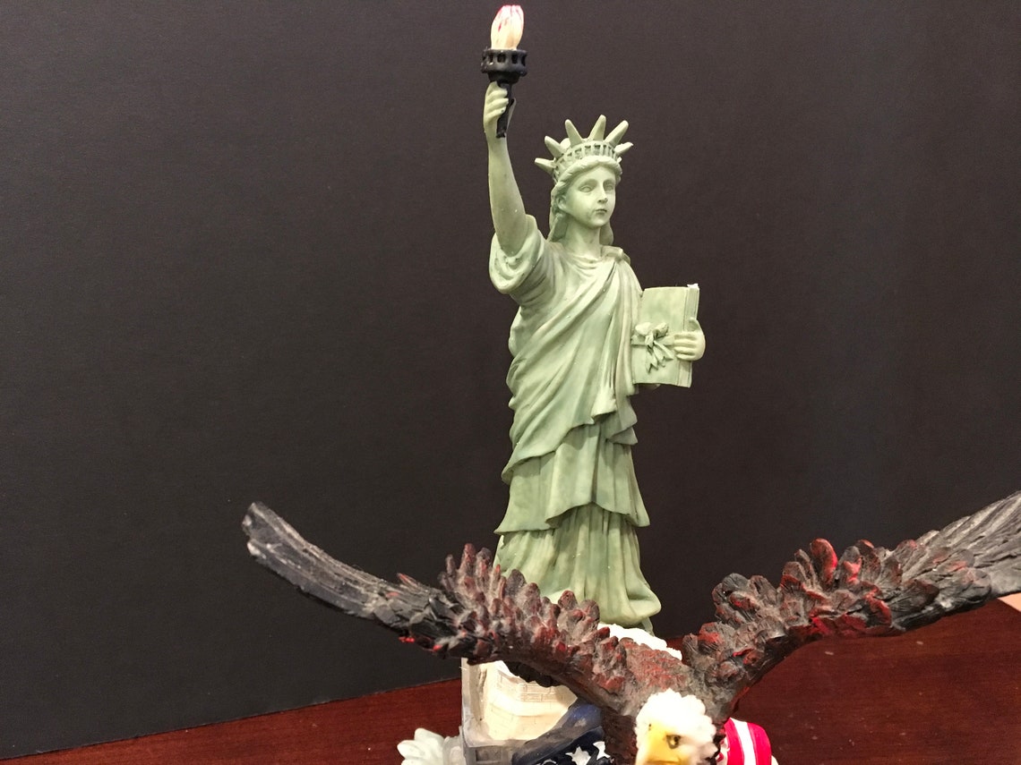 Statue of Liberty & Bald Eagle American Flag Statuette Etsy