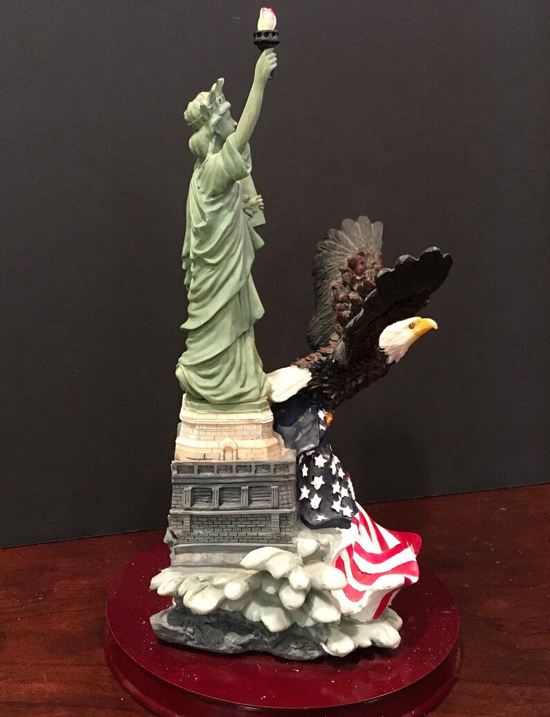 Statue of Liberty & Bald Eagle American Flag Statuette image 1