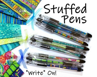 Pens Stuffed With Fabric Make Writing Fun, Blue and Green Collection