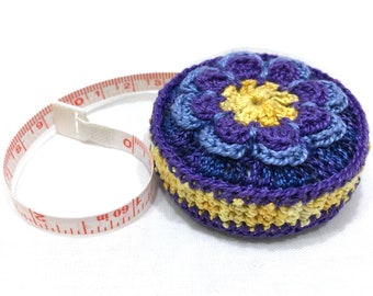 Crochet Tape Measure: Handmade Flower Design, 60" Retractable Sewing Tool