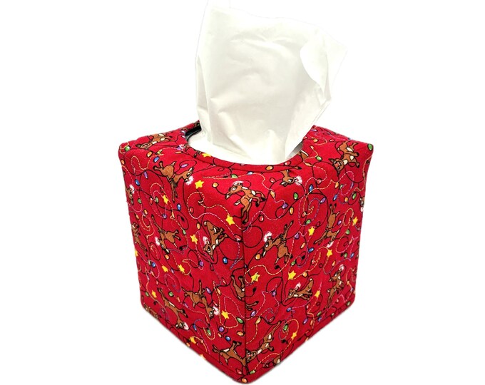 Quilted Tissue Box Cover for Christmas Rudolph With His Read Etsy