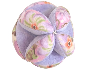 Large Puzzle Ball for Baby! Clutch Ball Comes Apart & Goes Back Together Again For Easier Washing and More Fun (Purple Solid/Print)