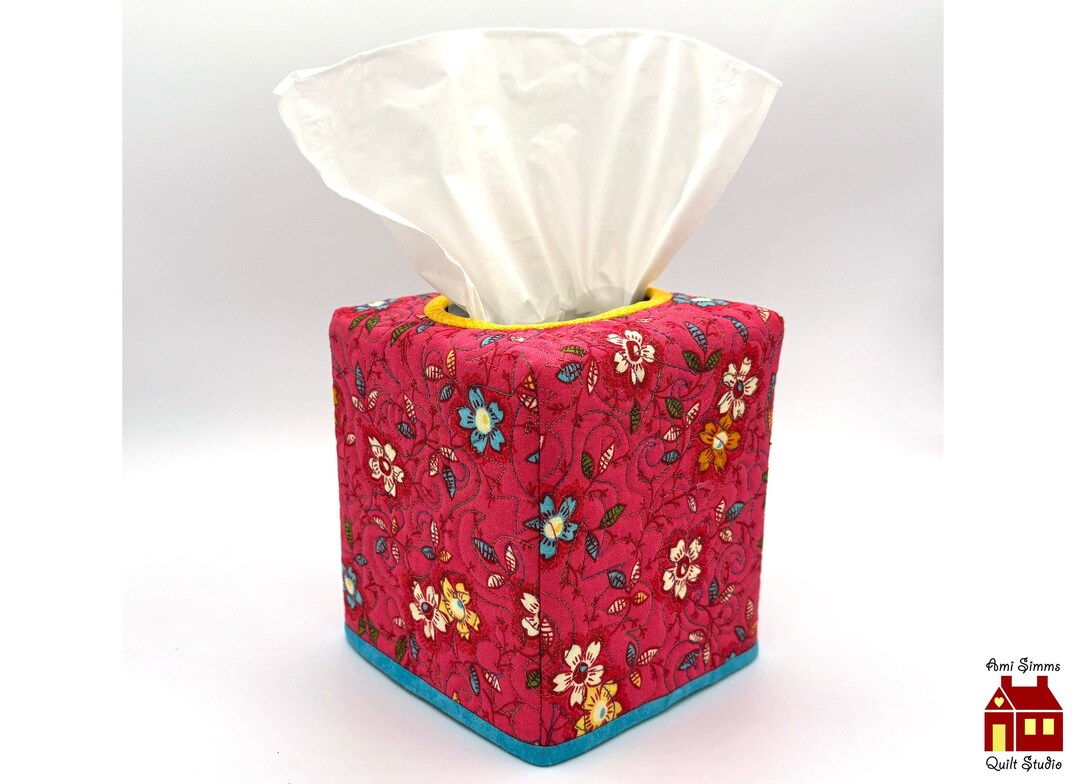 Quilted Tissue Box Cover: Bright Pink Floral, Get Well Gift - Etsy