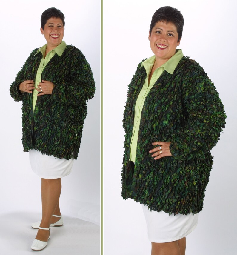 Batik Fabric Jacket Pattern With Rag Fur Fringe, Size XXS to XXXL Tissue Pattern and 8-Page Illustrated Instruction Booklet image 4