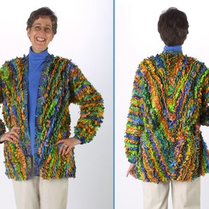 Batik Fabric Jacket Pattern With Rag Fur Fringe, Size XXS to XXXL Tissue Pattern and 8-Page Illustrated Instruction Booklet image 6