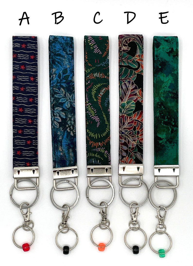 Boho Fabric Key Fob Wristlet For Women With Valet Key Ring, Great Girly Keychain image 3