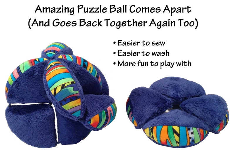 PDF Puzzle Ball Pattern for Baby Clutch Ball Comes Apart & Goes Back Together Again For Easier Sewing, Easier Washing, and More Fun image 2