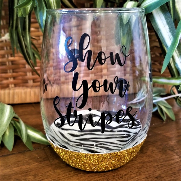 Show Your Stripes - Zebra Print - Peek a boo wine glass