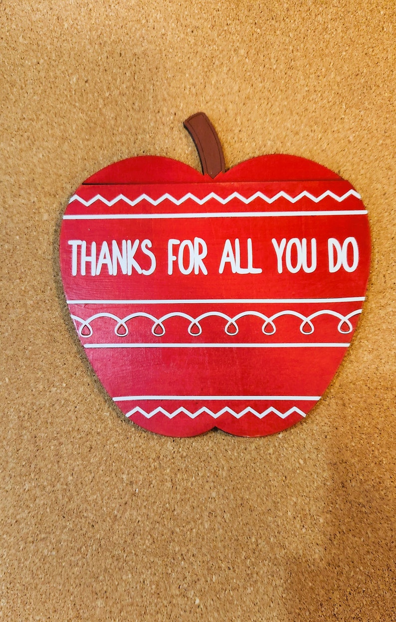 Apple for the Teacher Slide Out Gift Card Holder Etsy