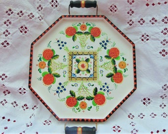 DESIGN PACKET, Os style Rosemaling on Octagon tray.