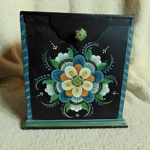 DESIGN PACKET, Norwegian &quot;Slide box&quot; in American Rogaland style of Rosemaling