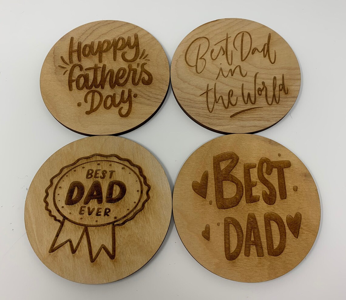 Father's Day Wood Coasters Set of 4 Etsy