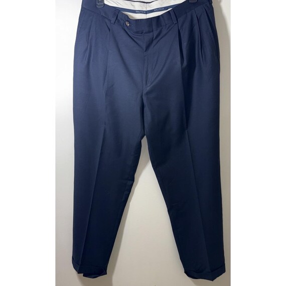 Nautica, Vintage Nautica Pleat Dress Pants Men 36x32 Navy Blue Classic Preppy Officecore