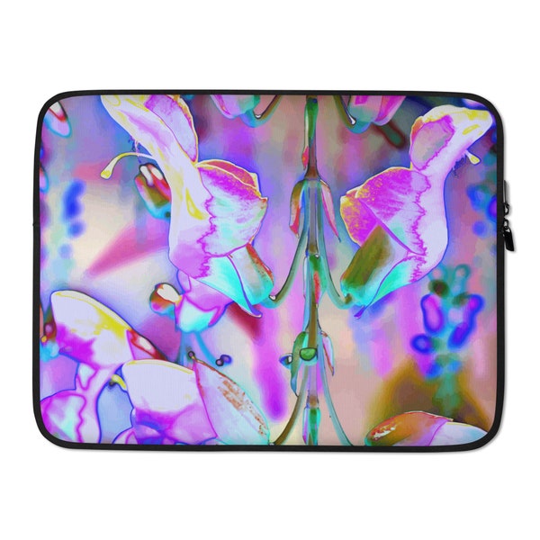 Laptop Sleeve, iPad sleeve, colorful cover, abstract floral art, purple, pink