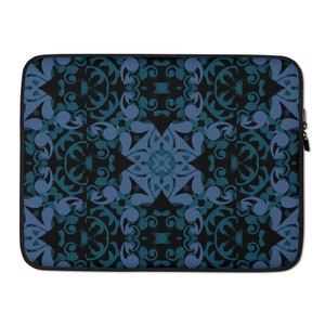 Geometric Art Laptop Sleeve, computer cover, laptop protector, black, blue, green, gift