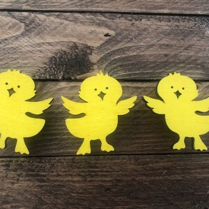 Set of 3 wooden chick magnets