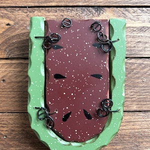 Wooden slice of watermelon magnet